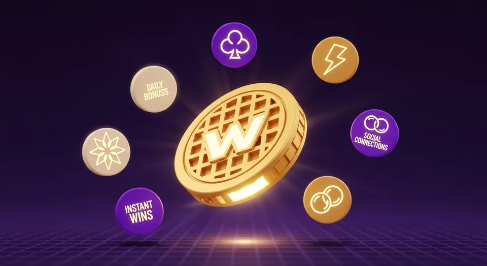Waffle Social Casino features illustration